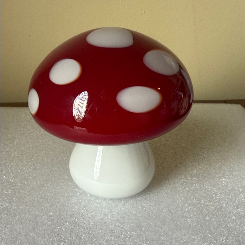 Red and White Mushroom Glass Art Decor